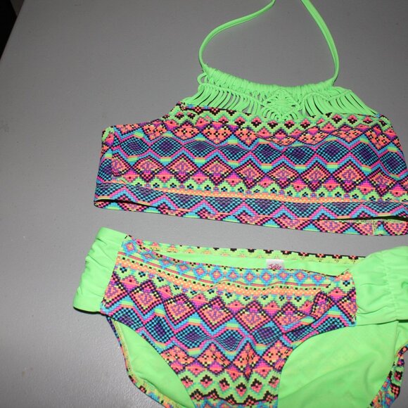 Multi Color 2 Pcs Justice Bikini Swimsuit Size 16 - Picture 2 of 10